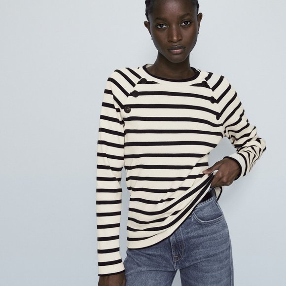 NWT Massimo Dutti Striped Shirt with Button Details - Picture 5 of 5